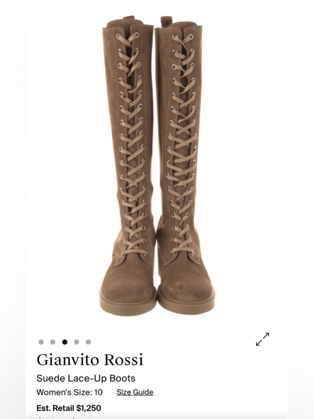 Gianvito Rossi Taupe Suede Over-the-Knee Lace-Up Boots